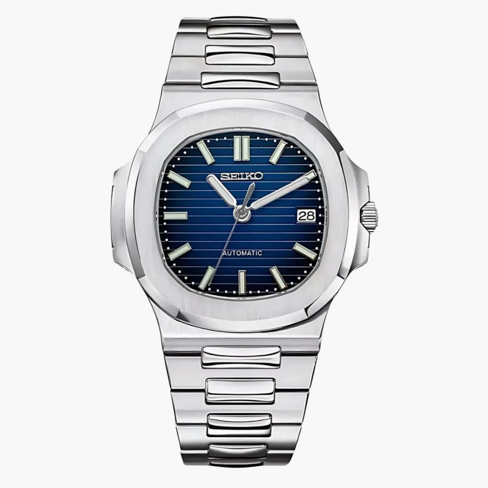 Nautilus Seiko Mod Silver with blue dial 